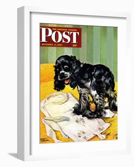 "Muddy Paw Prints," Saturday Evening Post Cover, December 6, 1947-Albert Staehle-Framed Giclee Print