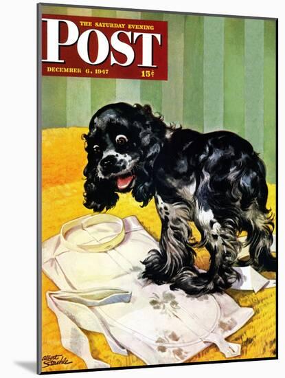 "Muddy Paw Prints," Saturday Evening Post Cover, December 6, 1947-Albert Staehle-Mounted Giclee Print