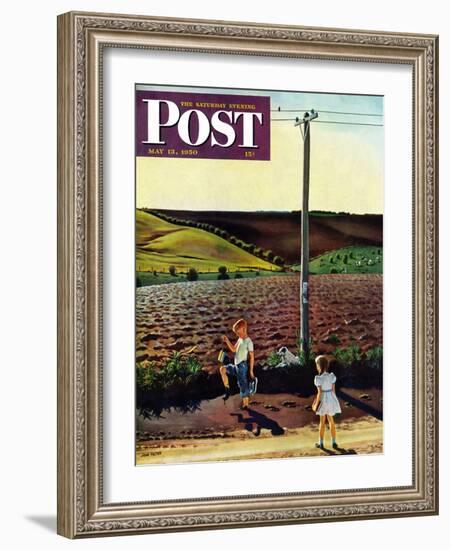 "Muddy Walk Home" Saturday Evening Post Cover, May 13, 1950-John Falter-Framed Giclee Print