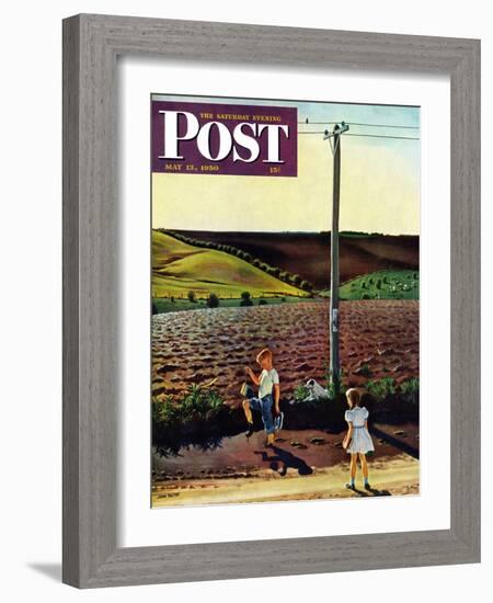 "Muddy Walk Home" Saturday Evening Post Cover, May 13, 1950-John Falter-Framed Giclee Print