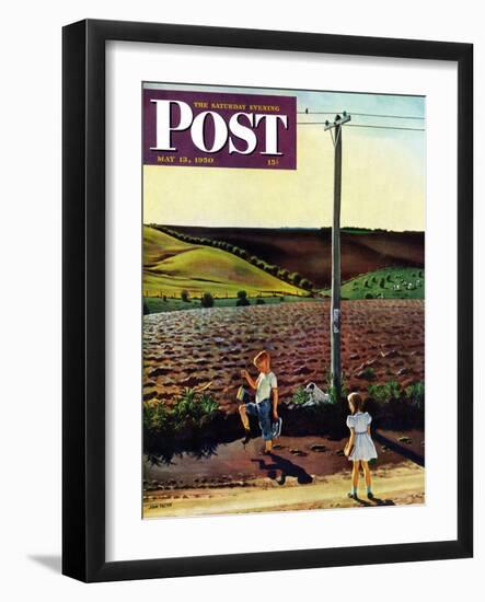 "Muddy Walk Home" Saturday Evening Post Cover, May 13, 1950-John Falter-Framed Giclee Print