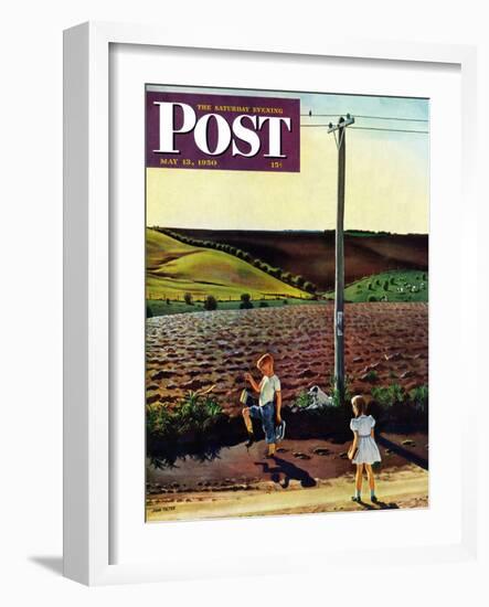 "Muddy Walk Home" Saturday Evening Post Cover, May 13, 1950-John Falter-Framed Giclee Print