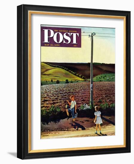 "Muddy Walk Home" Saturday Evening Post Cover, May 13, 1950-John Falter-Framed Giclee Print