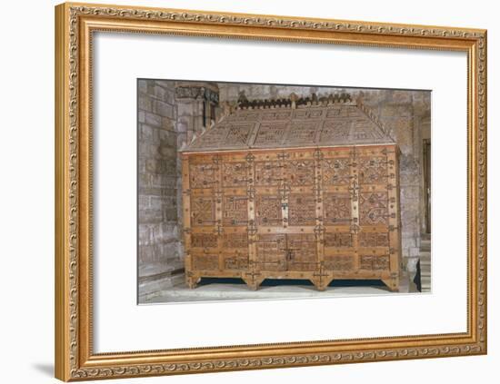 Mudejar Style Carved Wood Cabinet, Adorned with Coloured Iron Decorations, Spain-null-Framed Giclee Print