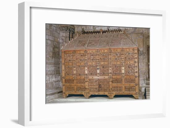 Mudejar Style Carved Wood Cabinet, Adorned with Coloured Iron Decorations, Spain-null-Framed Giclee Print