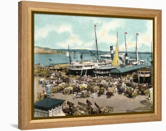 Muelle De Luz Harbour with Ferries, Havana, Cuba, 1904-null-Framed Premier Image Canvas