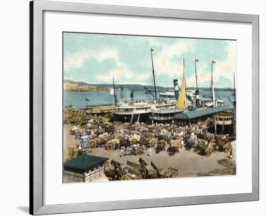 Muelle De Luz Harbour with Ferries, Havana, Cuba, 1904-null-Framed Giclee Print