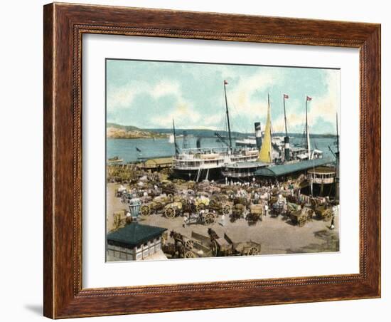 Muelle De Luz Harbour with Ferries, Havana, Cuba, 1904-null-Framed Giclee Print