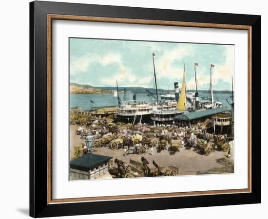 Muelle De Luz Harbour with Ferries, Havana, Cuba, 1904-null-Framed Giclee Print