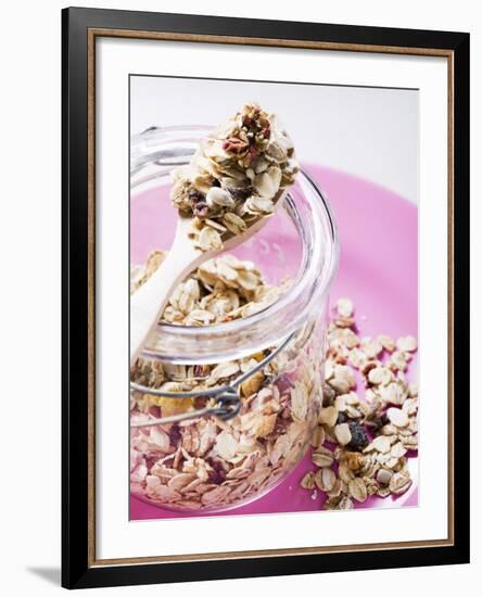 Muesli with Dried Fruit in Preserving Jar-null-Framed Photographic Print