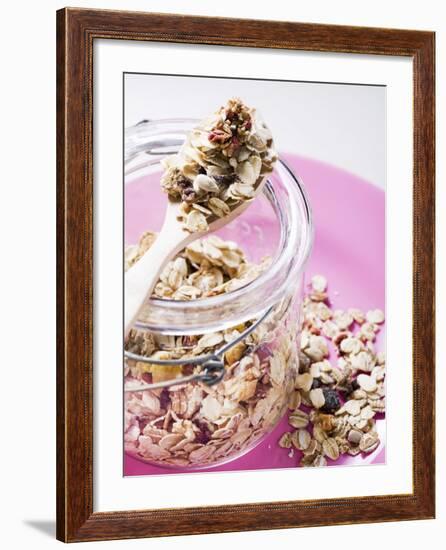 Muesli with Dried Fruit in Preserving Jar-null-Framed Photographic Print