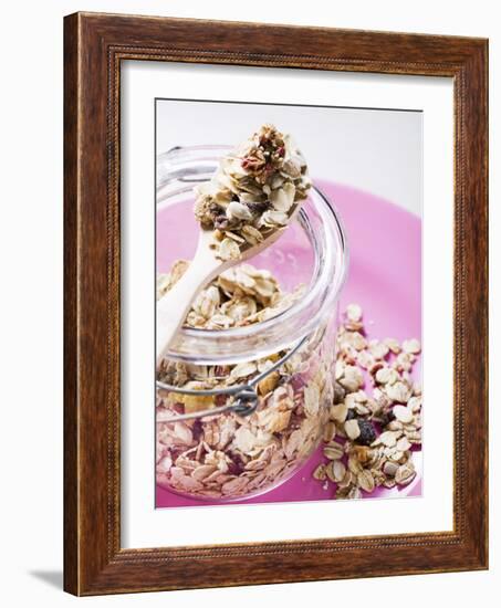 Muesli with Dried Fruit in Preserving Jar-null-Framed Photographic Print