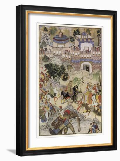 Mughal Emperor Akbar Enters Surat Gujerat after an Astonishingly Rapid 11-Day Campaign-Farrukh Beg-Framed Art Print