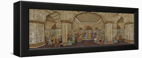 Mughal Palace Interior Depicting Shah Jahan and Mumtaz Mahal-null-Framed Premier Image Canvas