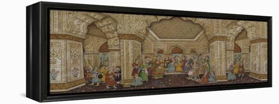 Mughal Palace Interior Depicting Shah Jahan and Mumtaz Mahal-null-Framed Premier Image Canvas