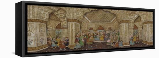 Mughal Palace Interior Depicting Shah Jahan and Mumtaz Mahal-null-Framed Premier Image Canvas