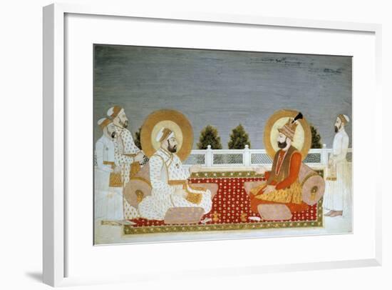 Mughal School Miniature Painting of Muhammad Shah and Nader Shah-null-Framed Giclee Print