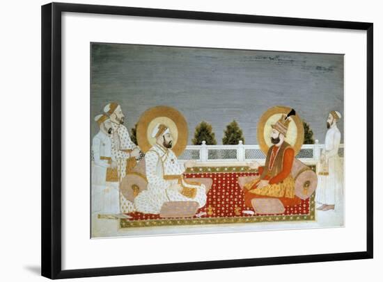 Mughal School Miniature Painting of Muhammad Shah and Nader Shah--Framed Giclee Print