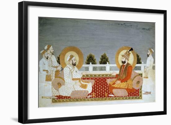 Mughal School Miniature Painting of Muhammad Shah and Nader Shah-null-Framed Giclee Print