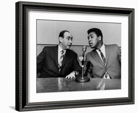 Muhammad Ali and Howard Cosell on WaBC Radio in 1965-null-Framed Photo