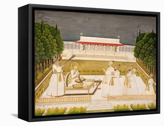 Muhammad Shah Enthroned on a Terrace at Night with His Officers, C.1735-Nidha Mal-Framed Premier Image Canvas