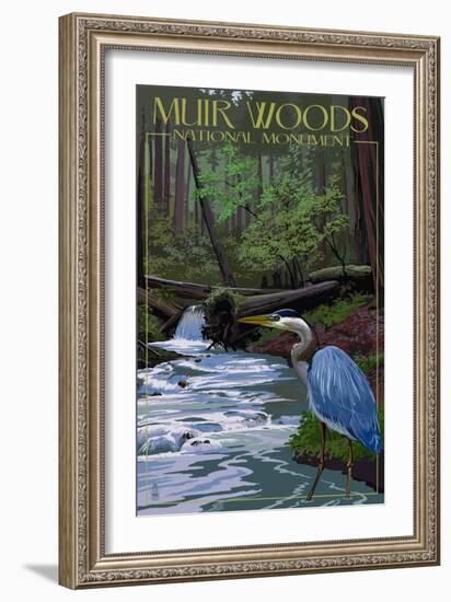 Muir Woods National Monument, California - Blue Heron-Lantern Press-Framed Art Print