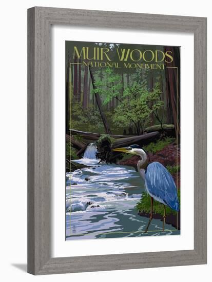 Muir Woods National Monument, California - Blue Heron-Lantern Press-Framed Art Print