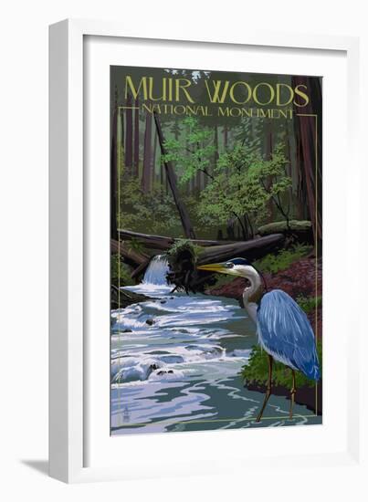 Muir Woods National Monument, California - Blue Heron-Lantern Press-Framed Art Print