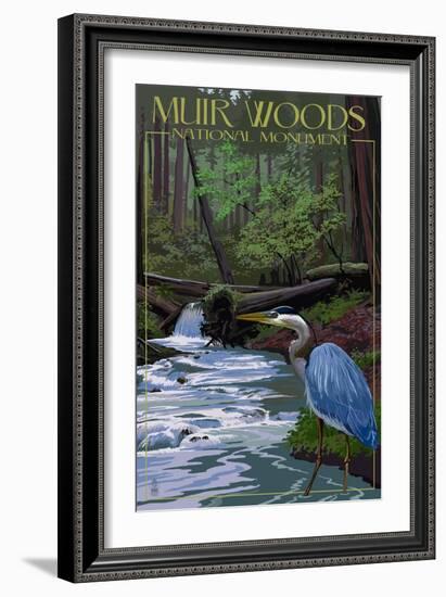 Muir Woods National Monument, California - Blue Heron-Lantern Press-Framed Art Print