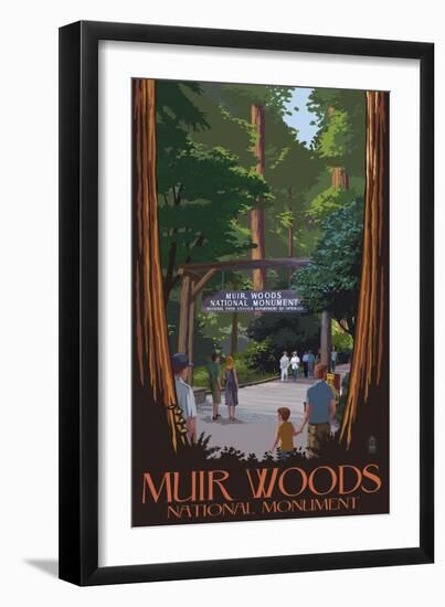 Muir Woods National Monument, California - Entrance-Lantern Press-Framed Art Print