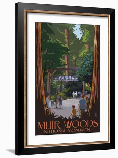 Muir Woods National Monument, California - Entrance-Lantern Press-Framed Art Print