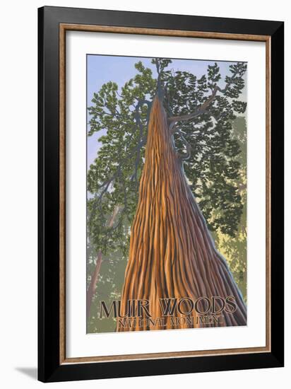 Muir Woods National Monument, California - Looking Up Tree-Lantern Press-Framed Art Print