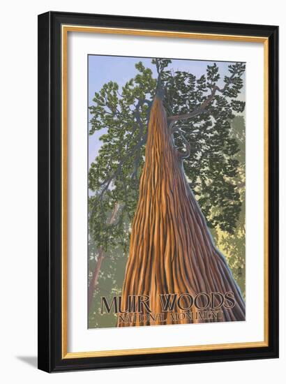 Muir Woods National Monument, California - Looking Up Tree-Lantern Press-Framed Art Print