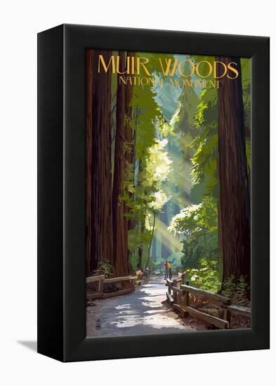 Muir Woods National Monument, California - Pathway-Lantern Press-Framed Stretched Canvas