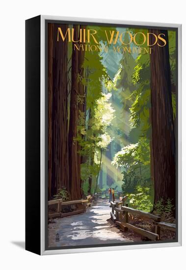 Muir Woods National Monument, California - Pathway-Lantern Press-Framed Stretched Canvas