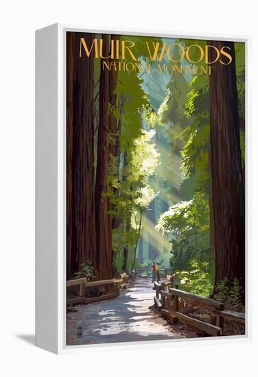 Muir Woods National Monument, California - Pathway-Lantern Press-Framed Stretched Canvas