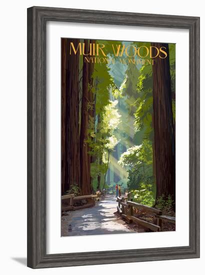 Muir Woods National Monument, California - Pathway-Lantern Press-Framed Art Print