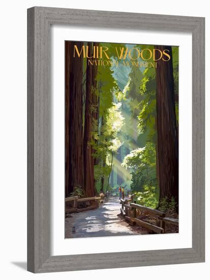 Muir Woods National Monument, California - Pathway-Lantern Press-Framed Art Print