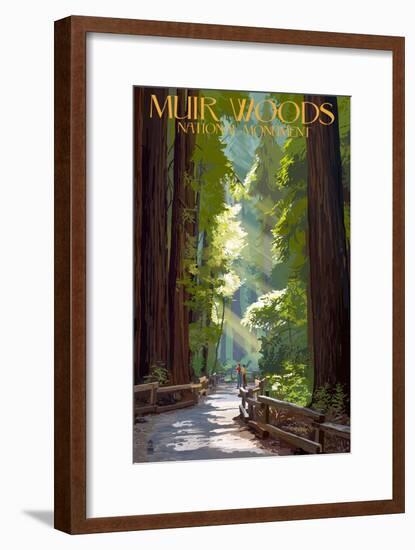 Muir Woods National Monument, California - Pathway-Lantern Press-Framed Art Print