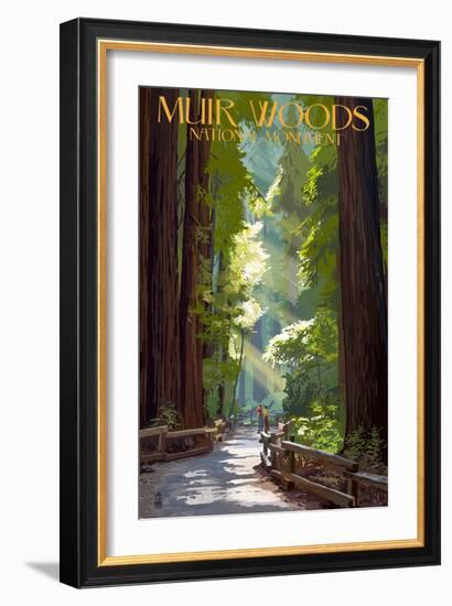 Muir Woods National Monument, California - Pathway-Lantern Press-Framed Art Print