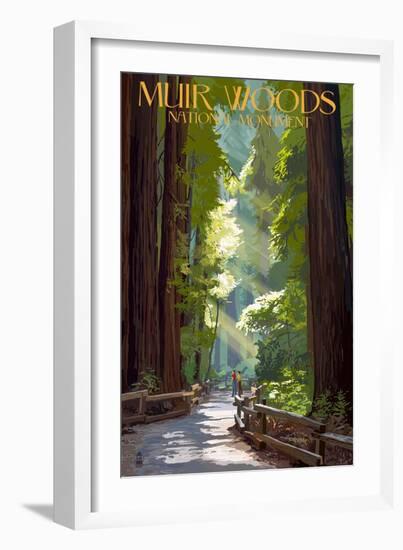 Muir Woods National Monument, California - Pathway-Lantern Press-Framed Premium Giclee Print