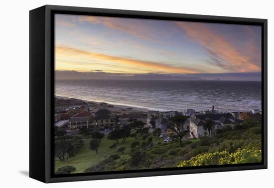 Muizenberg Beach at dawn, Cape Town, Western Cape, South Africa, Africa-Ian Trower-Framed Premier Image Canvas