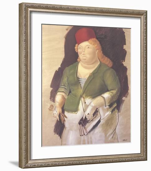 Mujer con Sombrero Rojo-Fernando Botero-Framed Collectable Print