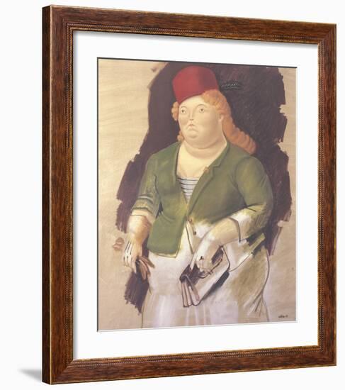 Mujer con Sombrero Rojo-Fernando Botero-Framed Collectable Print