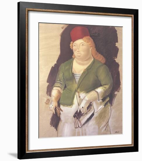 Mujer con Sombrero Rojo-Fernando Botero-Framed Collectable Print