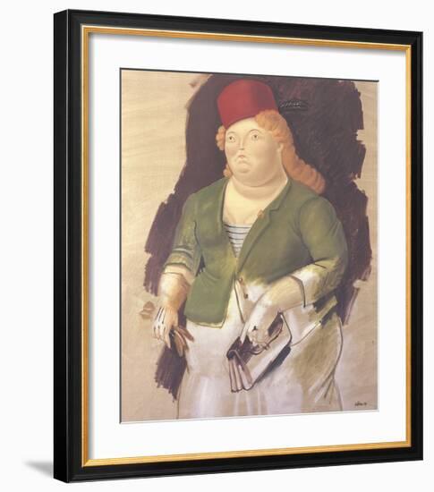 Mujer con Sombrero Rojo-Fernando Botero-Framed Collectable Print