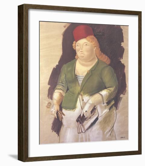 Mujer con Sombrero Rojo-Fernando Botero-Framed Collectable Print