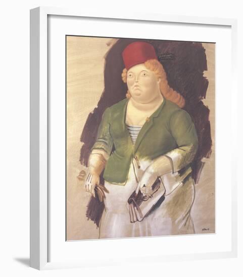 Mujer con Sombrero Rojo-Fernando Botero-Framed Collectable Print