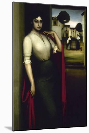 Mujer Frente a Un Pozo Con Dos Mujeres-Julio Romero de Torres-Mounted Giclee Print