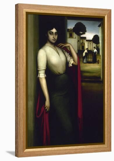 Mujer Frente a Un Pozo Con Dos Mujeres-Julio Romero de Torres-Framed Premier Image Canvas